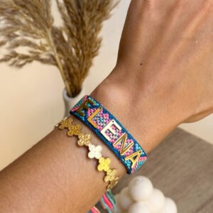 Brazalete HILO Fino Azul & Rosa para personalizar
