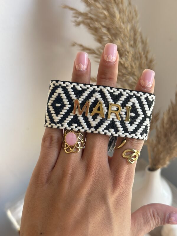 Brazalete HILO Grueso Blanco y Negro para personalizar - Imagen 3