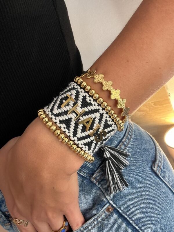 Brazalete HILO Grueso Blanco y Negro para personalizar - Imagen 2