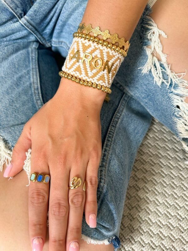 Brazalete HILO Grueso Marrón y Blanco para personalizar - Imagen 2