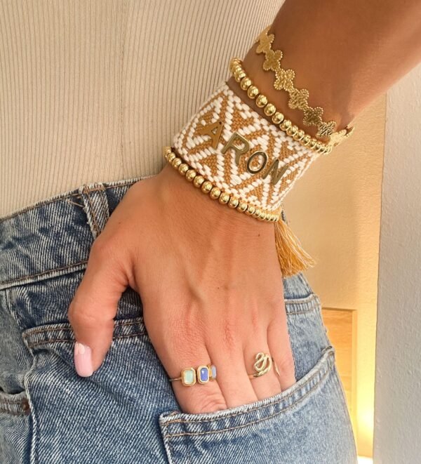 Brazalete HILO Grueso Marrón y Blanco para personalizar - Imagen 3