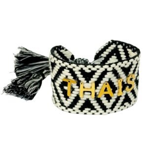 Brazalete HILO Grueso Blanco y Negro para personalizar