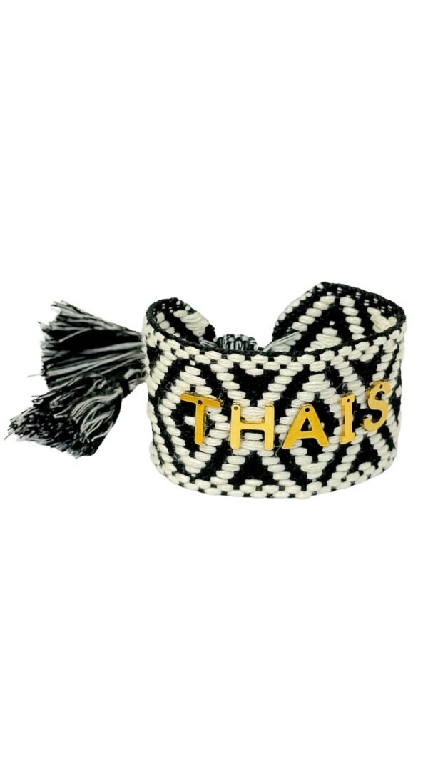 Brazalete HILO Grueso Blanco y Negro para personalizar