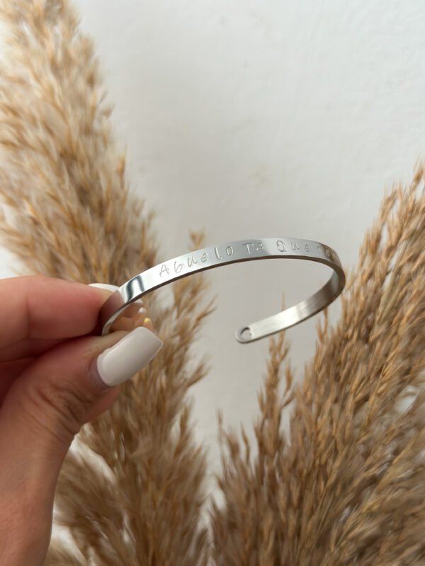 Pulsera Plateada - Grabada a mano 5mm - Imagen 5