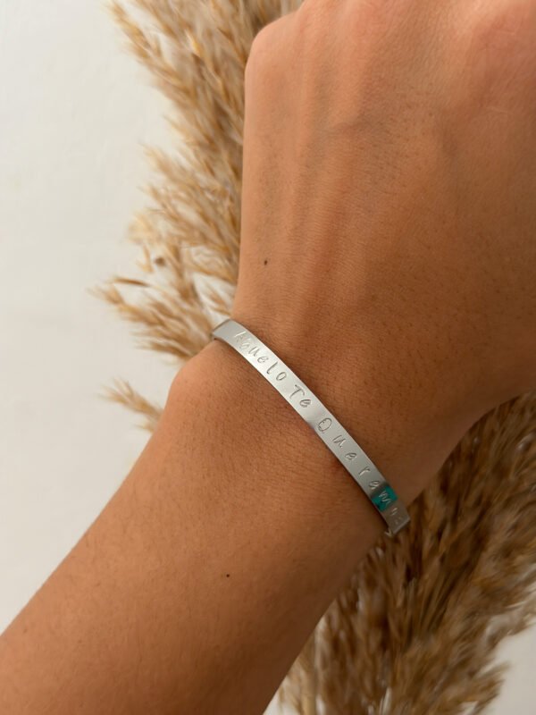 Pulsera Plateada - Grabada a mano 5mm - Imagen 2