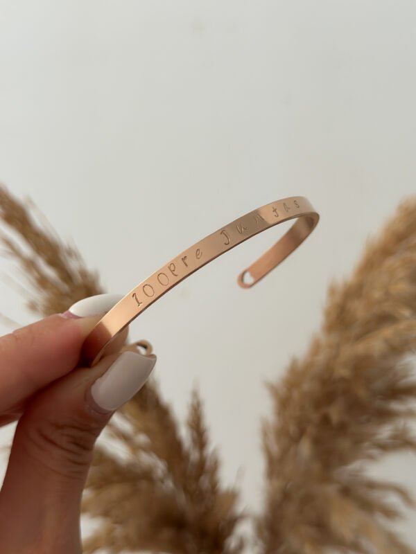 Pulsera Oro Rosa - Grabada a mano 5mm
