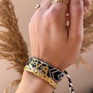 Brazalete HILO Fino Blanco y Negro para personalizar