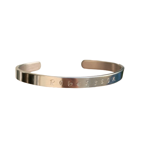 Pulsera Plateada - Grabada a mano 6mm Ideal para chico