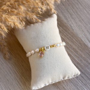 Pulsera Perlas Naturales con Inicial de Nácar