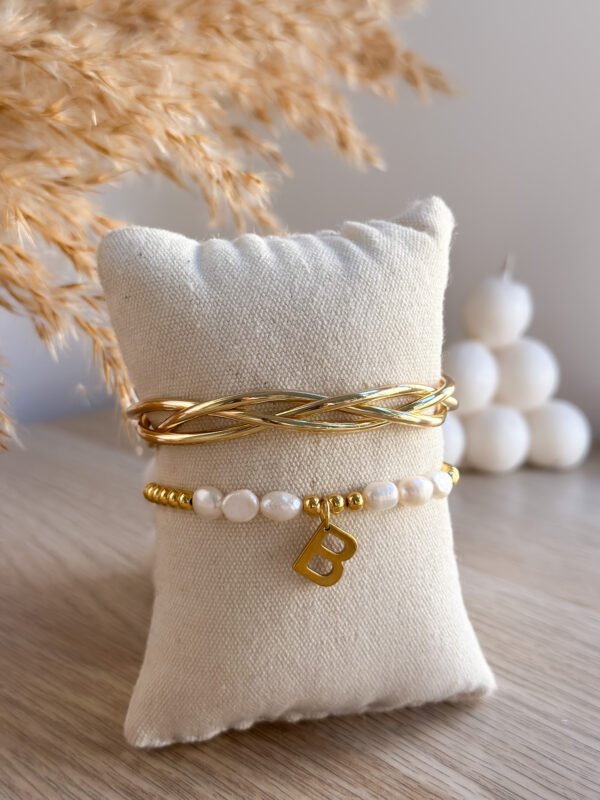 Pulsera Perlas y Cuentas Inicial Acero - Imagen 4