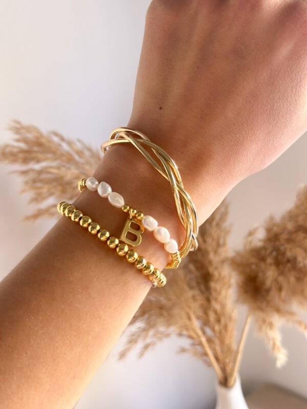Pulsera Perlas y Cuentas Inicial Acero - Imagen 2
