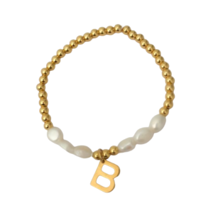 Pulsera Perlas y Cuentas Inicial Acero