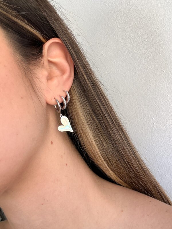 Pendientes Corazones Planos plateados - Imagen 3