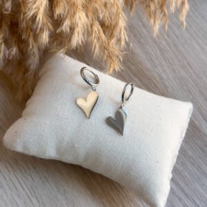 Pendientes Corazones Planos plateados
