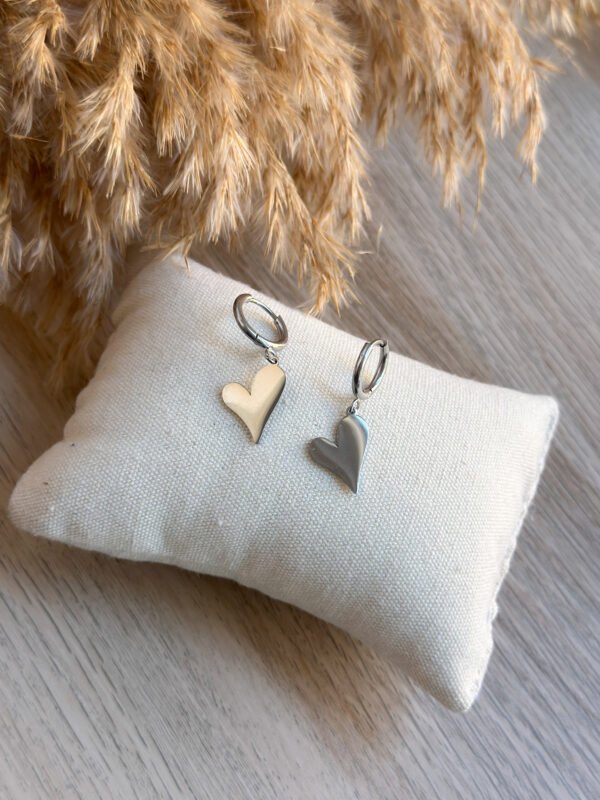Pendientes Corazones Planos plateados