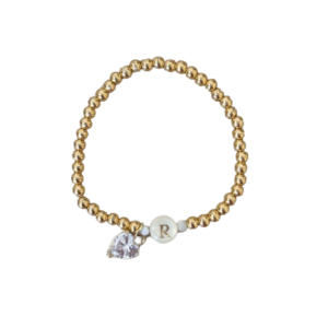 Pulsera Cuentitas doradas con Inicial de Nácar