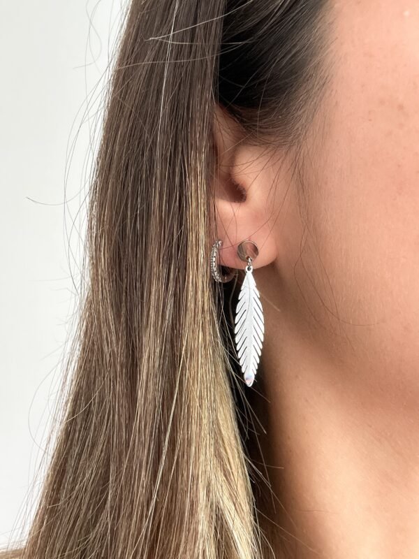 Pendientes hojas plateadas - Imagen 2