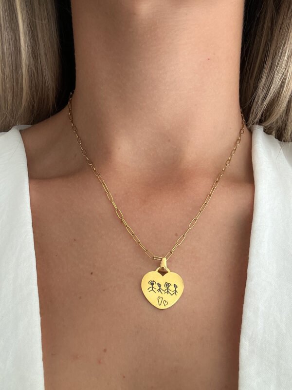 Collar Corazón grabado manuscrito - Imagen 3