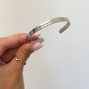 Pulsera Plateada - Grabado laser 6mm Ideal para chicos