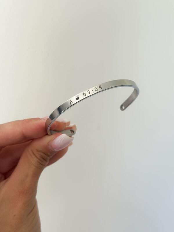 Pulsera Plateada - 5mm Grabado Laser - Imagen 6