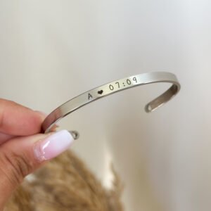 Pulsera Plateada - 5mm Grabado Laser