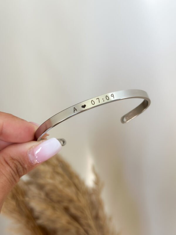 Pulsera Plateada - 5mm Grabado Laser