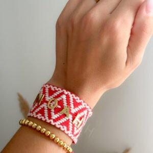 Brazalete HILO Grueso Rojo y Blanco para personalizar