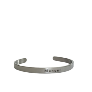 Pulsera Plateada - Grabado laser 6mm Ideal para chicos
