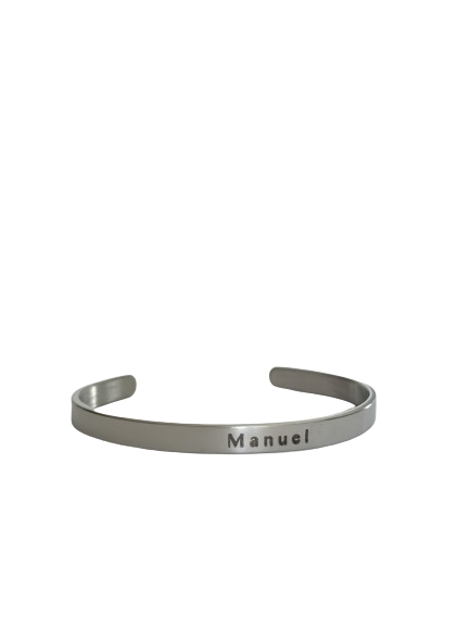 Pulsera Plateada - Grabado laser 6mm Ideal para chicos