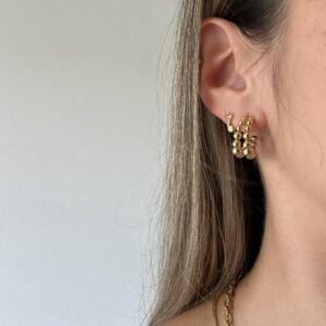 Aros de Cuentitas Doradas