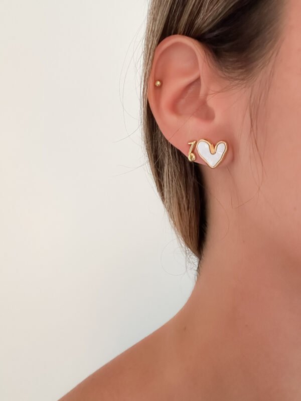 Pendientes Corazón Blanco - Imagen 2