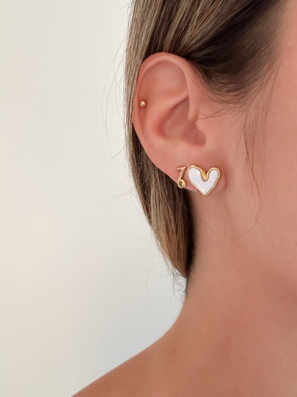 Pendientes Corazón Blanco - Imagen 3