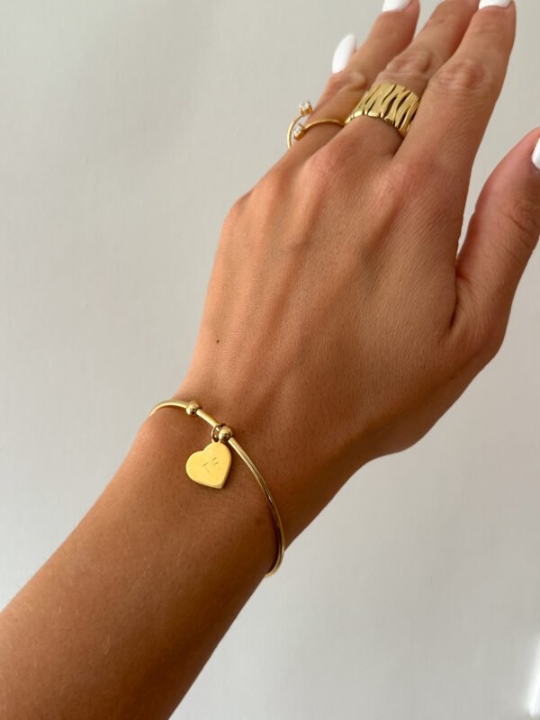 Pulsera con corazón grabado a mano - Imagen 6