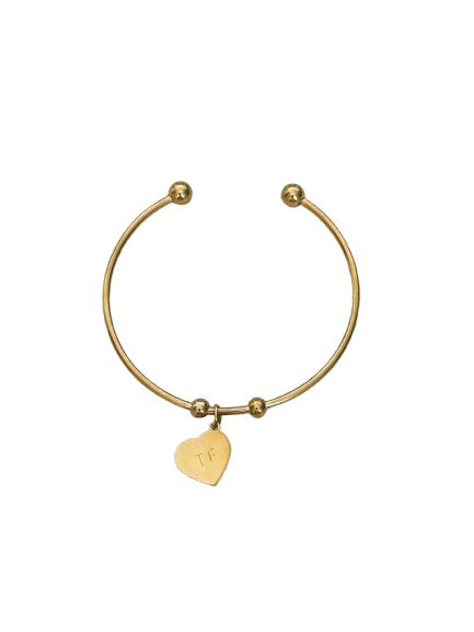 Pulsera con corazón grabado a mano