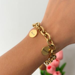 Pulsera eslabones gruesos con medallas personalizadas