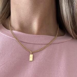 Collar Unisex con mini plaquitas grabadas a mano