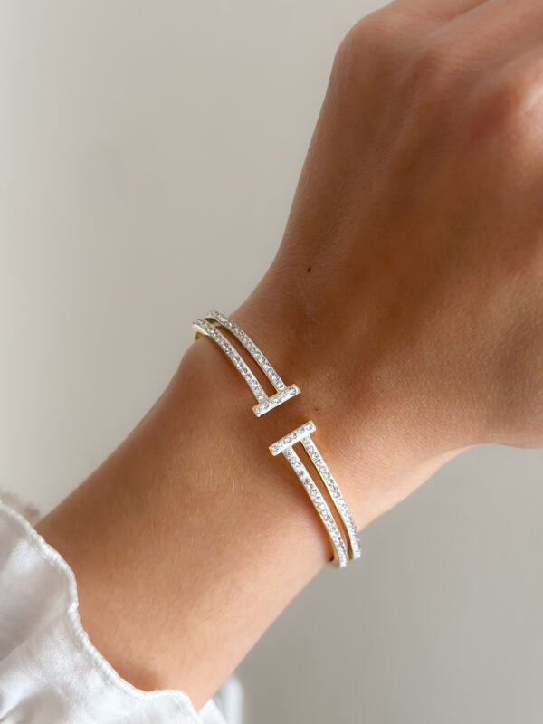 Pulsera blanca con brillos - Imagen 3