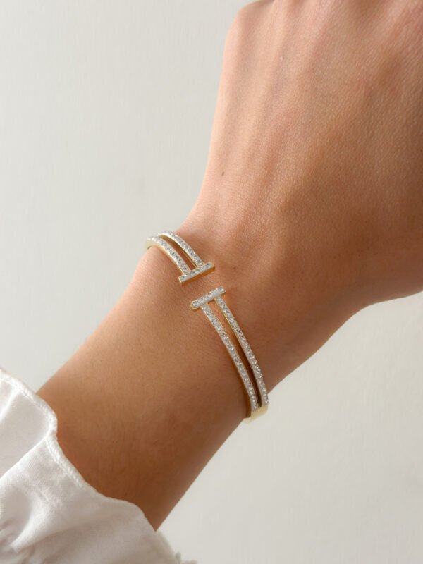 Pulsera blanca con brillos - Imagen 2