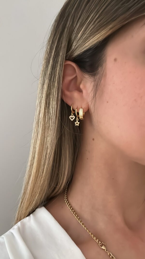 Pack Aros + Pendientes corazón + Pendientes estrellas - Imagen 3