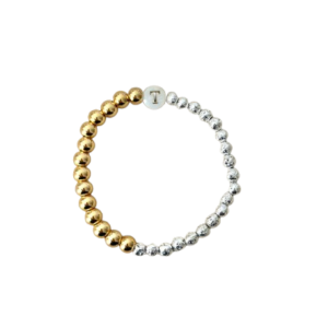 Pulsera Nácar de cuentitas acero inoxidable y piedra volcánica