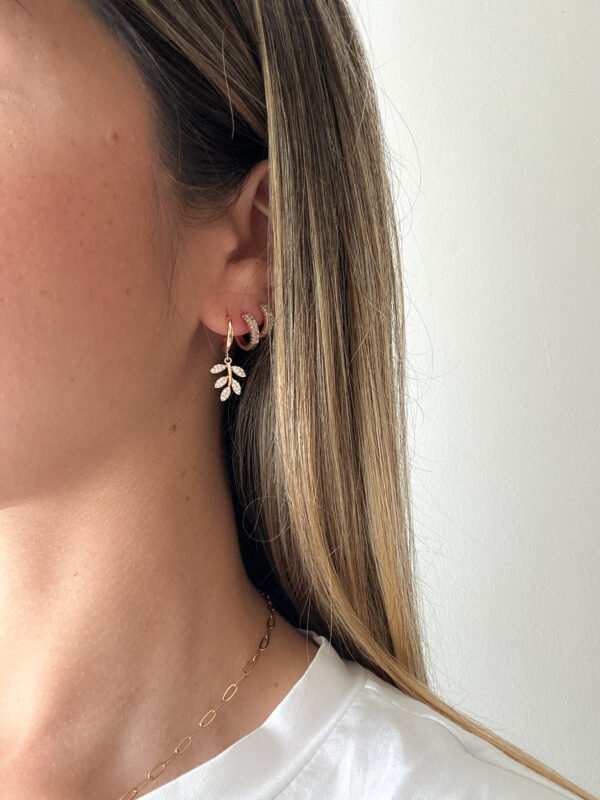 Pendientes hojas con brillitos - Imagen 3