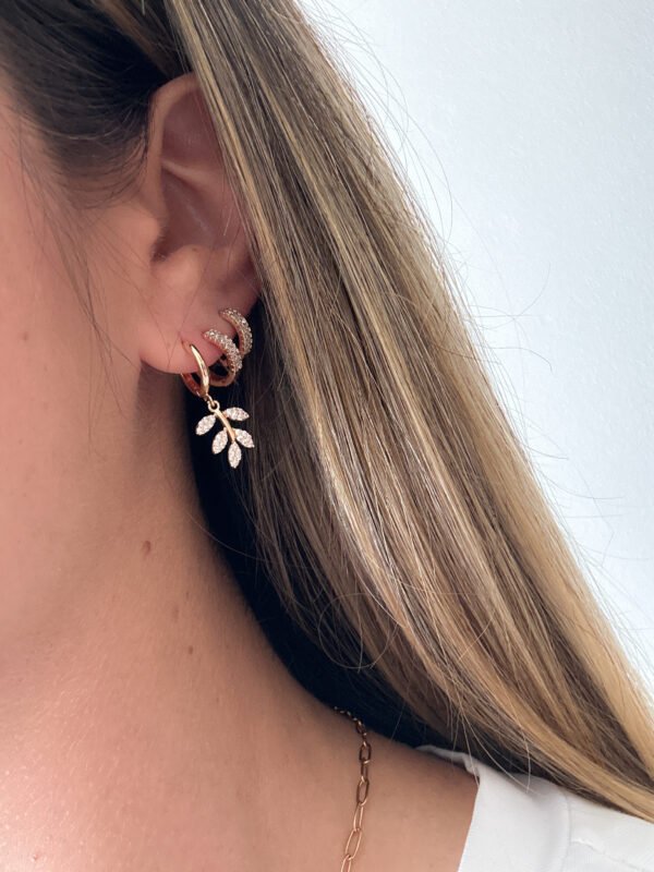 Pendientes hojas con brillitos - Imagen 2
