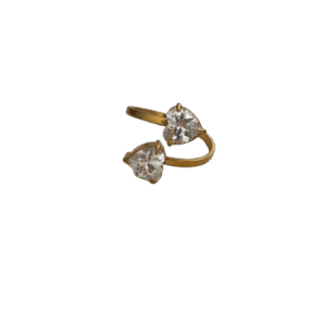 Anillo doble piedra de corazón brillante