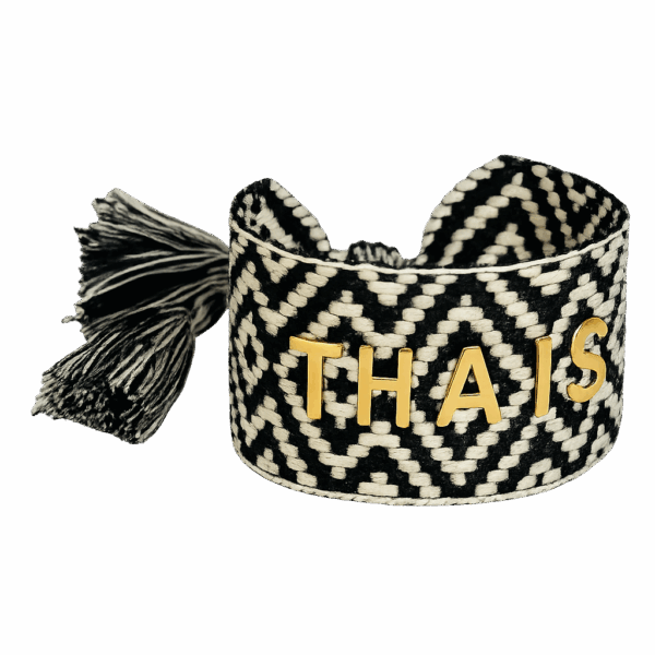 Brazalete HILO Grueso Blanco y Negro para personalizar