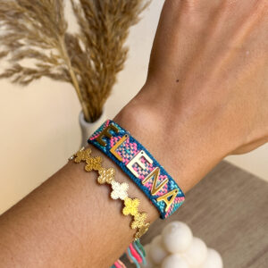 Brazalete HILO Fino Azul & Rosa para personalizar