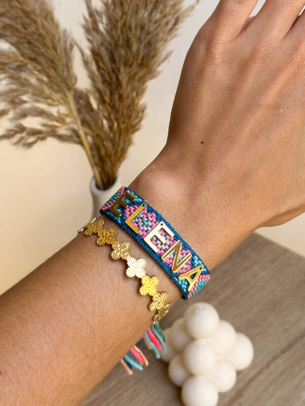 Brazalete HILO Fino Azul & Rosa para personalizar - Imagen 2