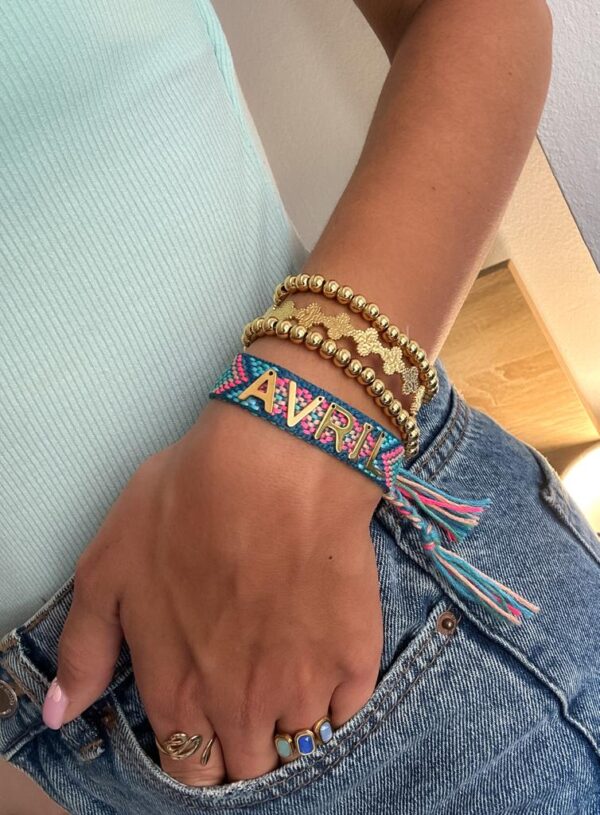 Brazalete HILO Fino Azul & Rosa para personalizar - Imagen 3