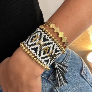 Brazalete HILO Grueso Blanco y Negro para personalizar
