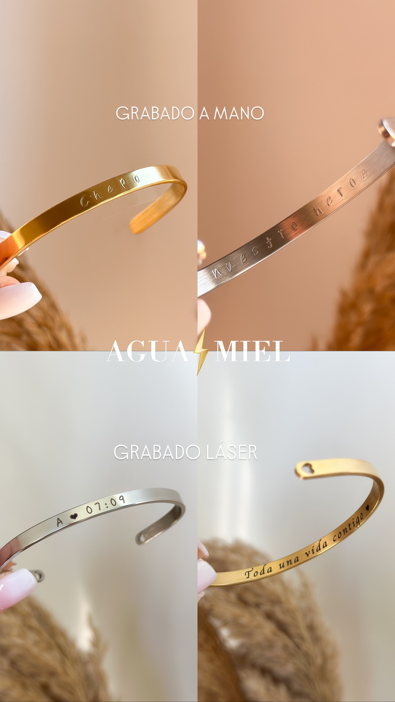 Pulsera rigida personalizada Dorada – Hombre - Imagen 3