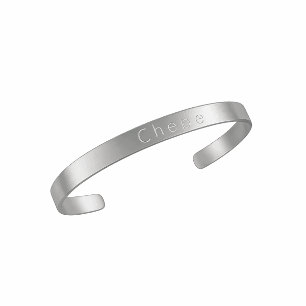 Pulsera Plateada - Grabada a mano 6mm - Hombre